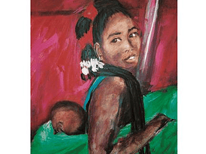 Postal - Mujer con adorno para el pelo