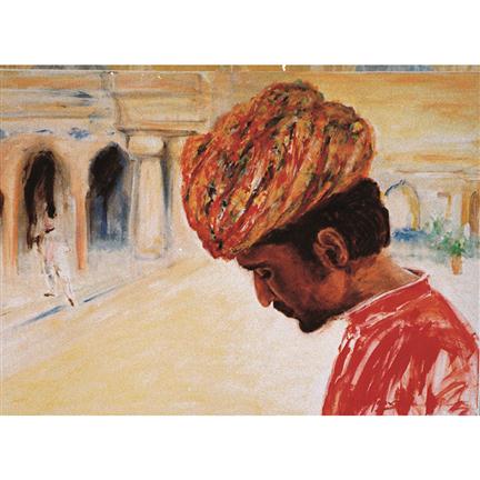 Postal - Hombre en el palacio de Samode Haveli 1