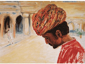 Postal - Hombre en el palacio de Samode Haveli