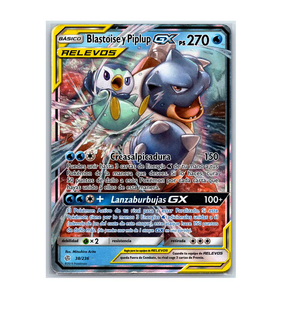 Blastoise & Piplup GX #38 Español Heavy Played 1
