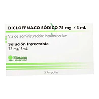 Diclofenaco inyectable 75 mg 3 ml