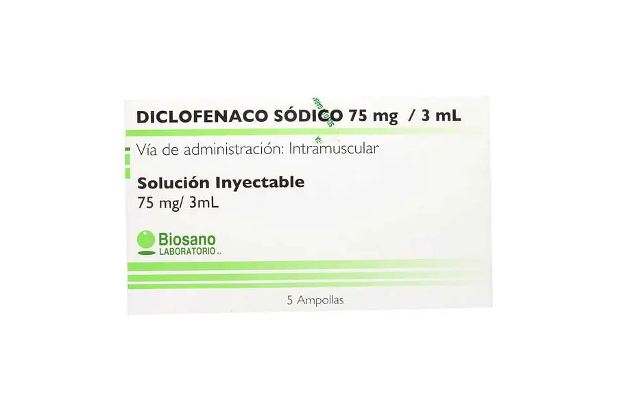 Diclofenaco inyectable 75 mg 3 ml