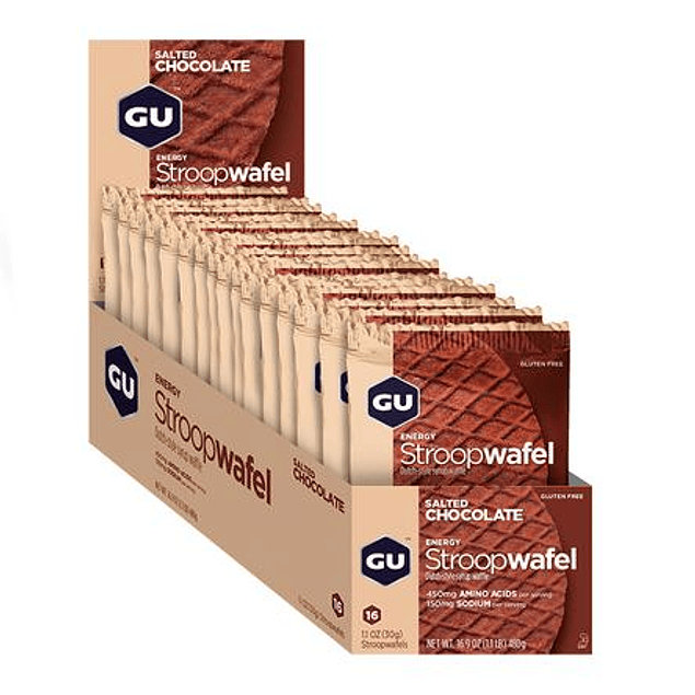 GU BOX ENERGY STROOPWAFEL, SALTED CHOCOLATE (GF)