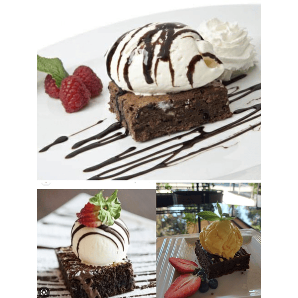 Brownie helado( 1 brownie y 1 bola helado)