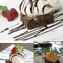 Brownie helado( 1 brownie y 1 bola helado)