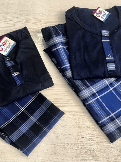Pijama Escocés Azul Oscuro