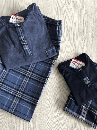 Pijama Escocés Azul Claro