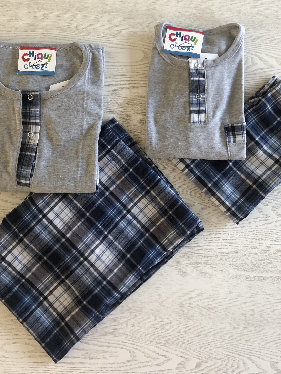 Pijama Escocés Gris-Azul 1