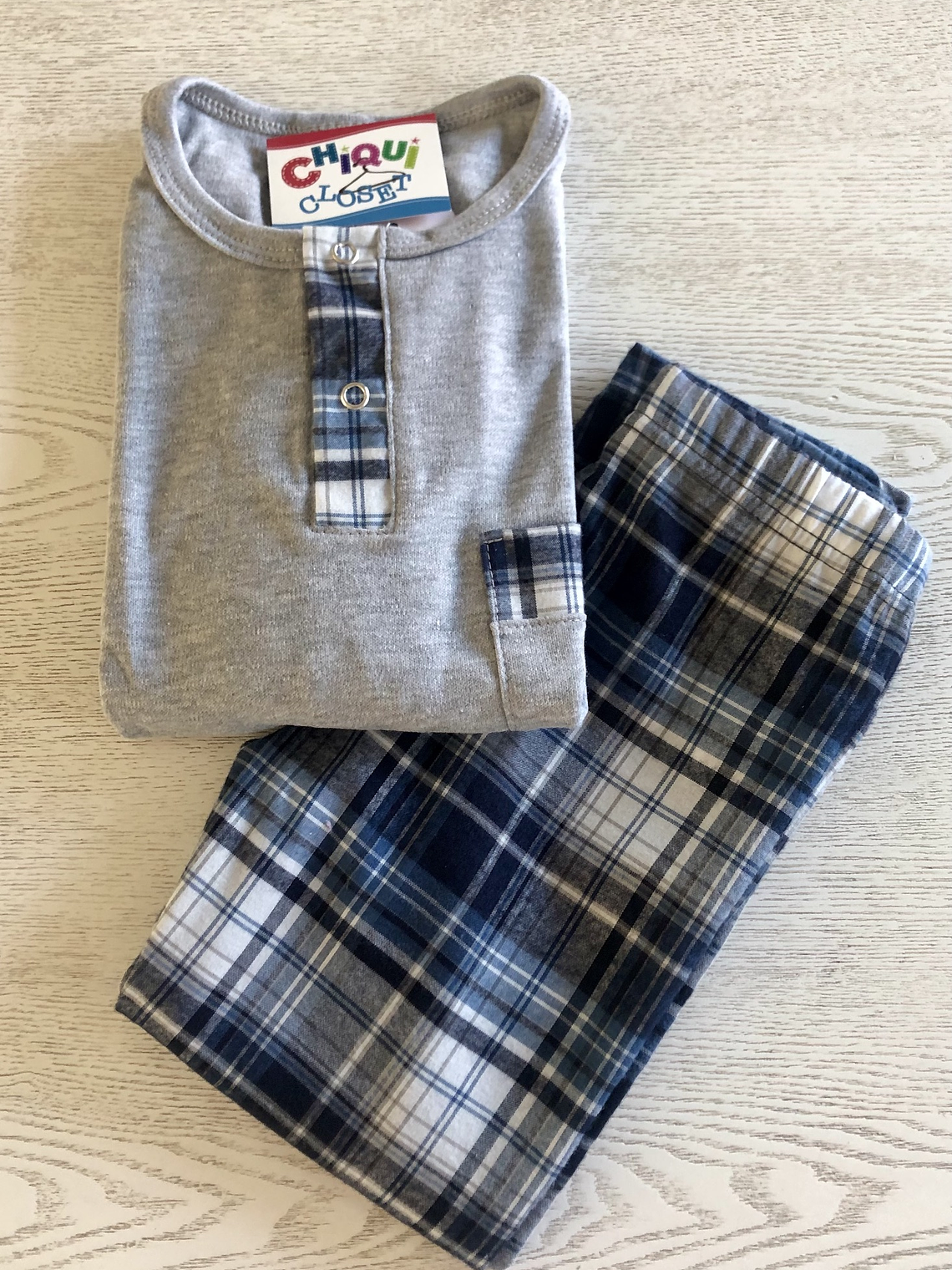 Pijama Escocés Gris-Azul 3