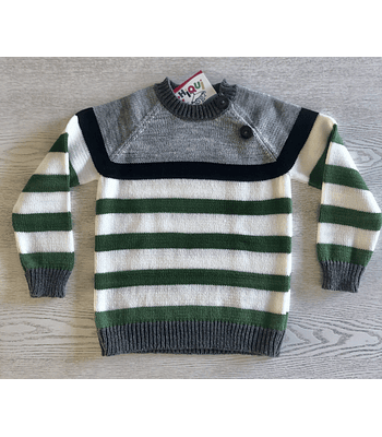 Sweater Combinado Cuatro Colores (gris, negro, blanco, verde)