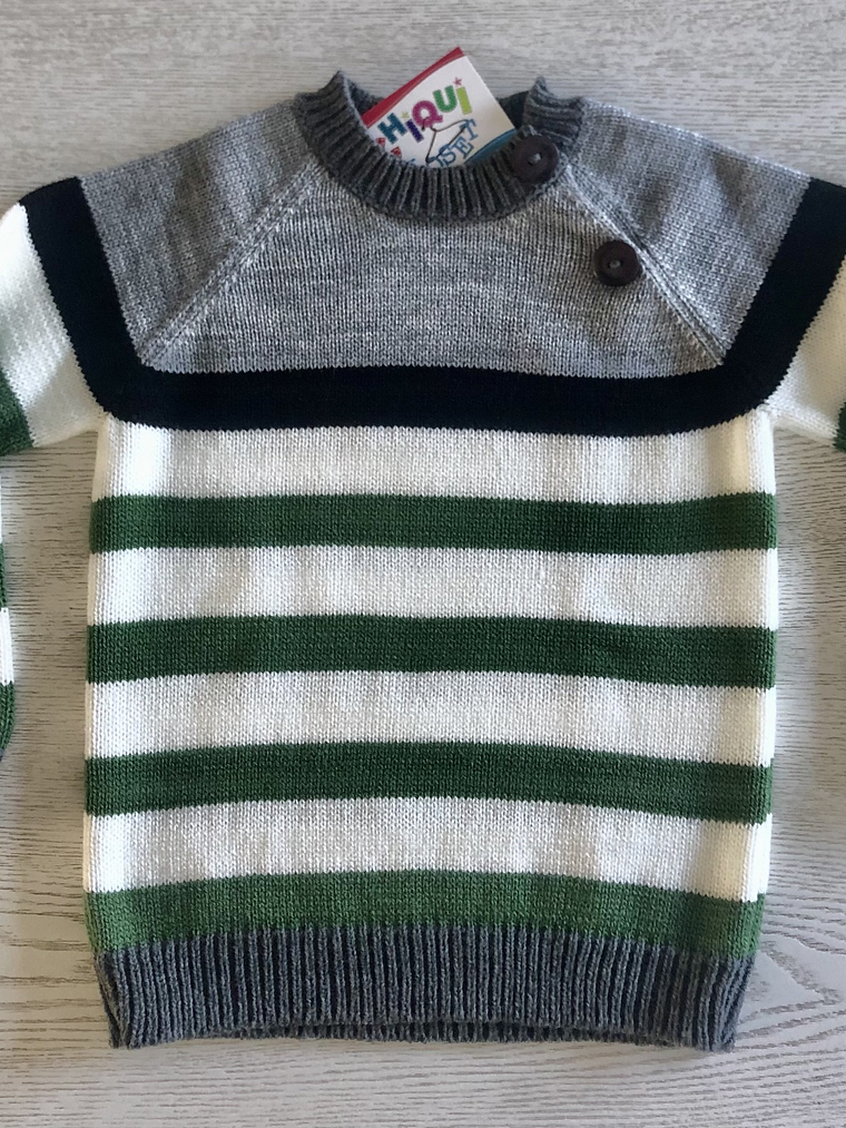 Sweater Combinado Cuatro Colores (gris, negro, blanco, verde) 1