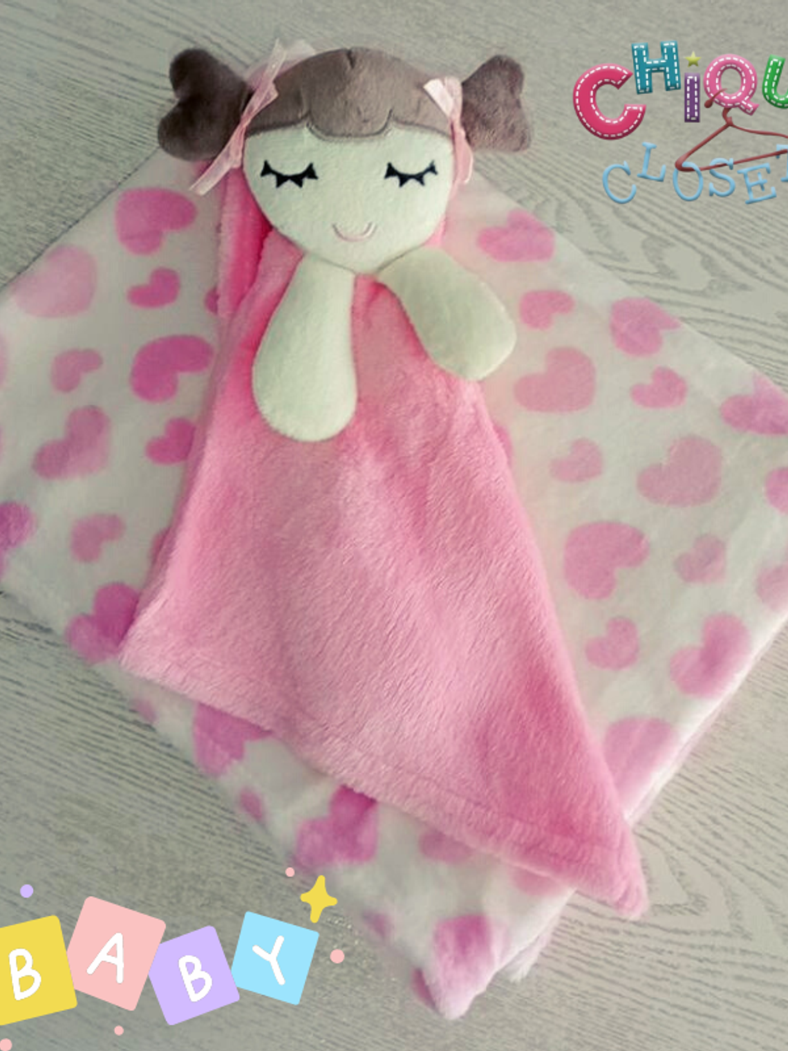 Cobija corazones con muñeca mini 1