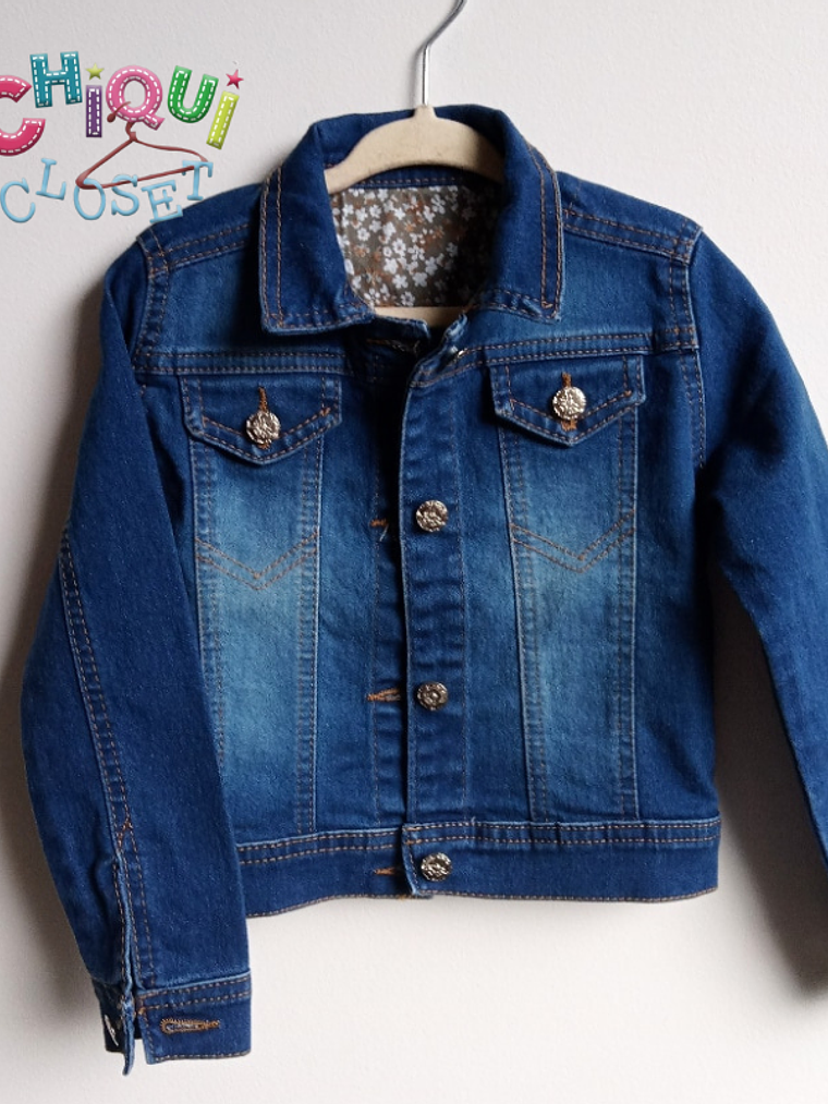 Chaqueta en jean azul oscuro 1