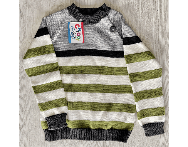 Sweater Combinado Cuatro Colores (gris, negro, blanco, verde)
