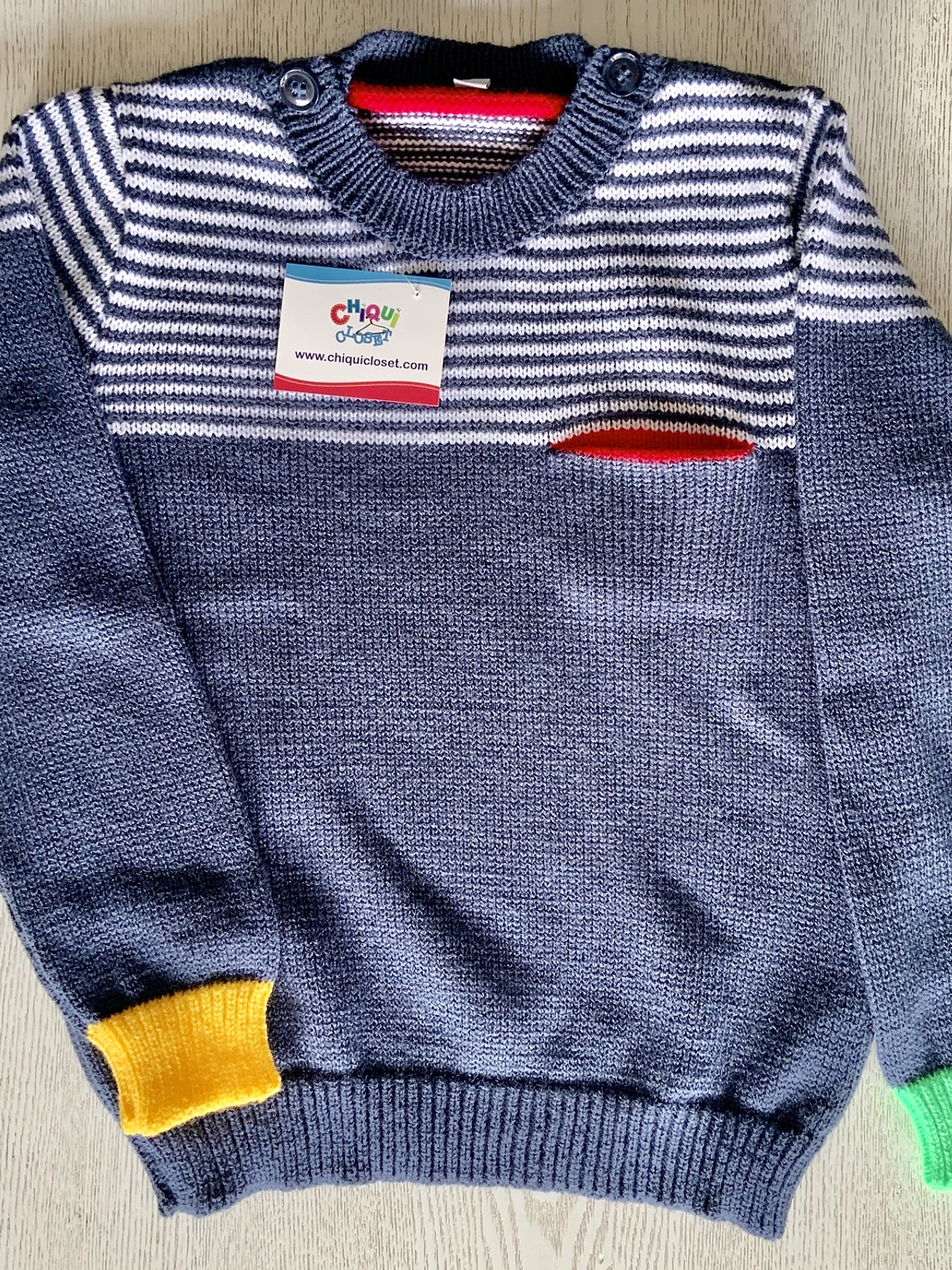 Sweater Cuello Redondo con Bolsillo 1