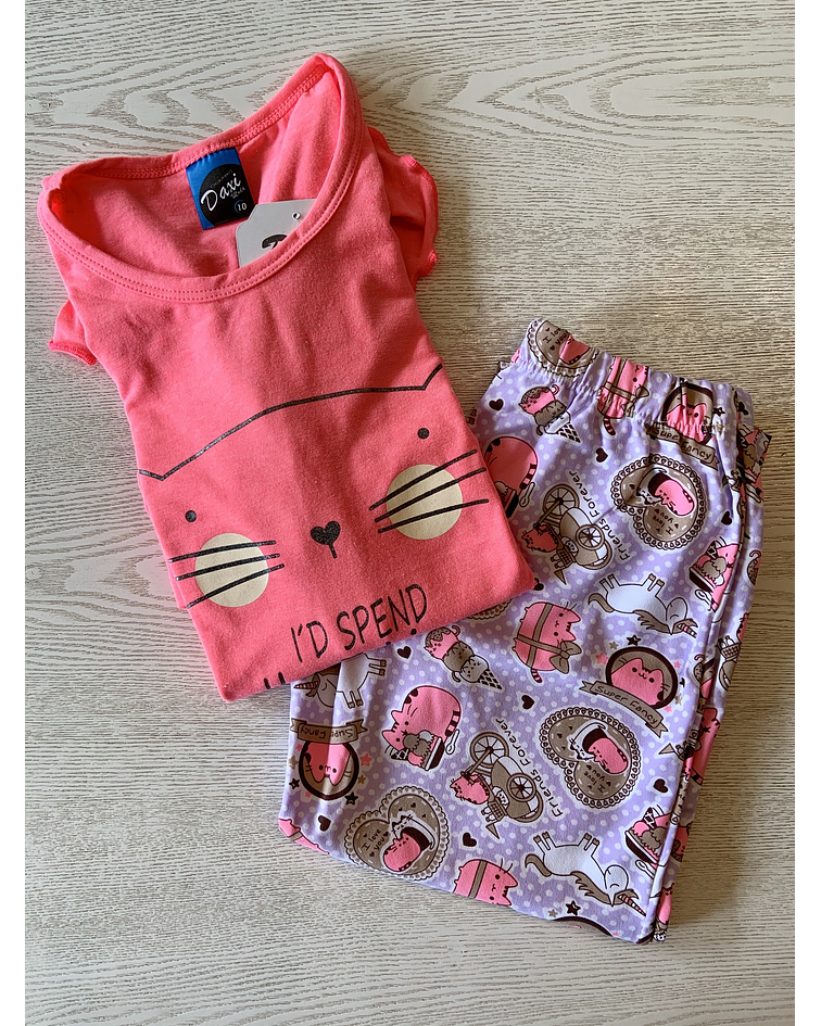 Pijama Kitty (Disponible en Fucsia y Morado)