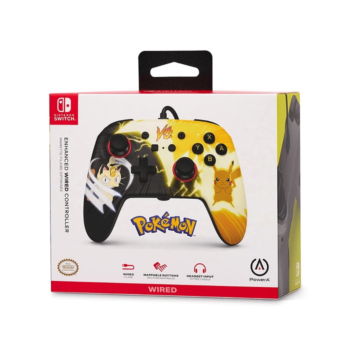 Mando con cable mejorado para Nintendo Switch - Pokémon: Pikachu vs. Meowth 1