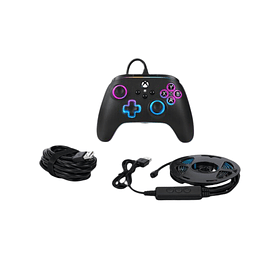 Mando con cable Advantage para Xbox Series X|S con Lumectra + Tira LED RGB - Negro