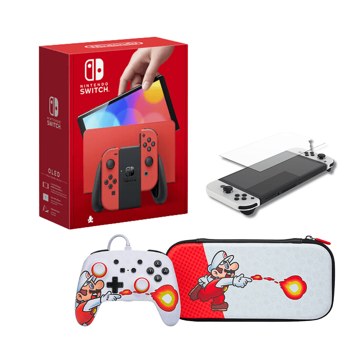 Nintendo Switch Oled Japonesa |  Pack  Mario Fireball + Lamina + 1 Juego (Sujeto a disponibilidad) 3