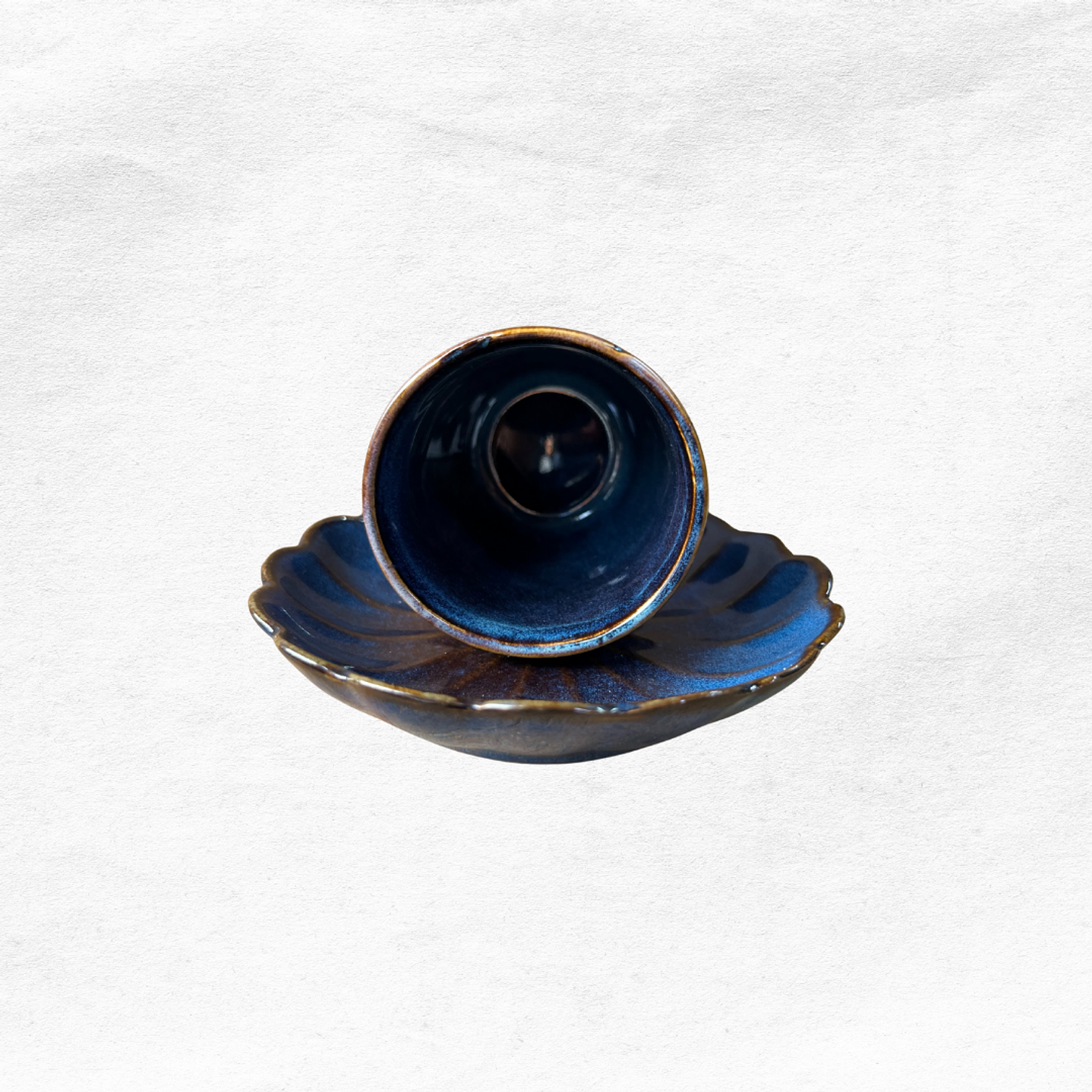 Set Vaso/Platillo Flor Azul (12 piezas) 2