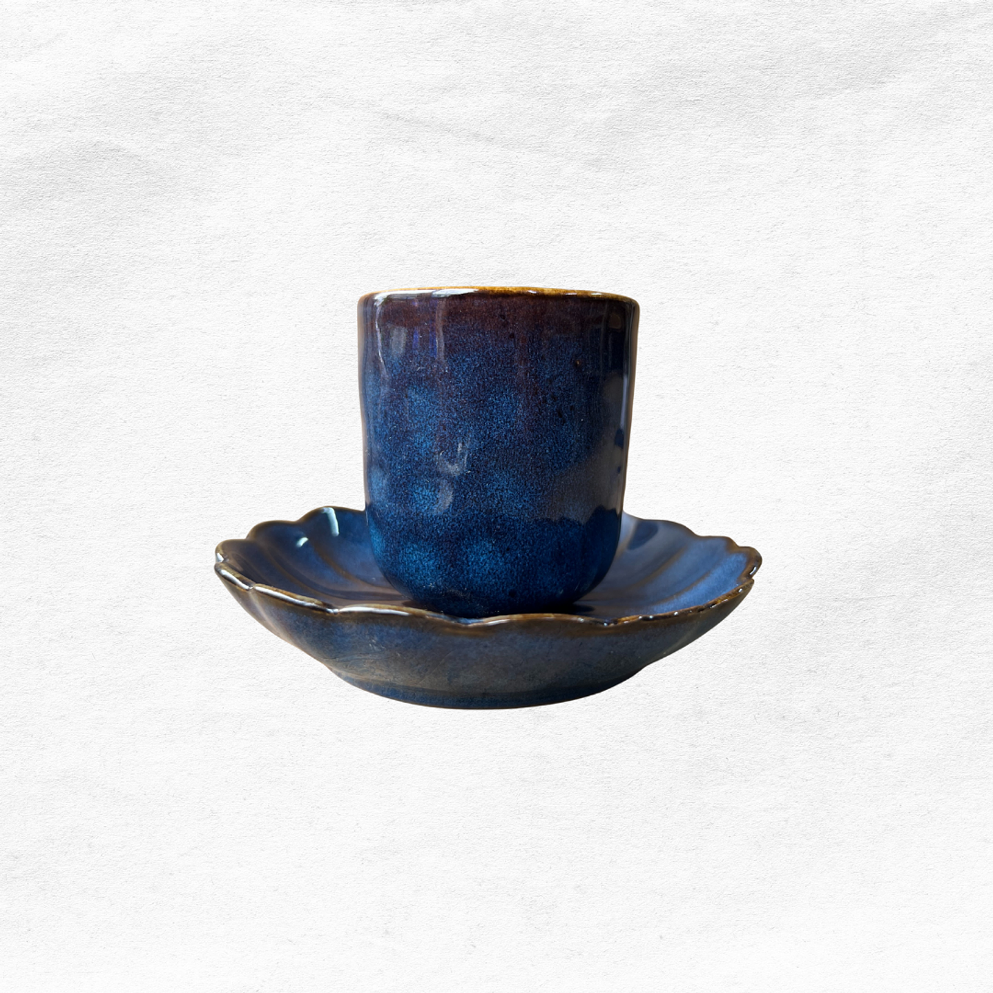 Set Vaso/Platillo Flor Azul (12 piezas) 3