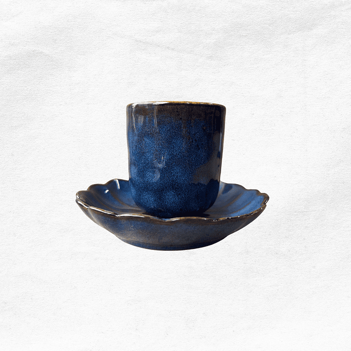 Set Vaso/Platillo Flor Azul (12 piezas) 3