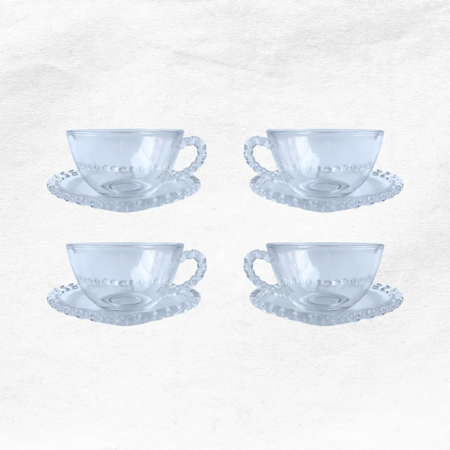 Set Taza/Platillo Vidrio Corazon C150 (4 unidades) 1