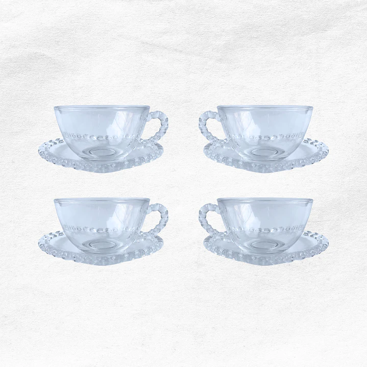 Set Taza/Platillo Vidrio Corazon C150 (4 unidades) 1