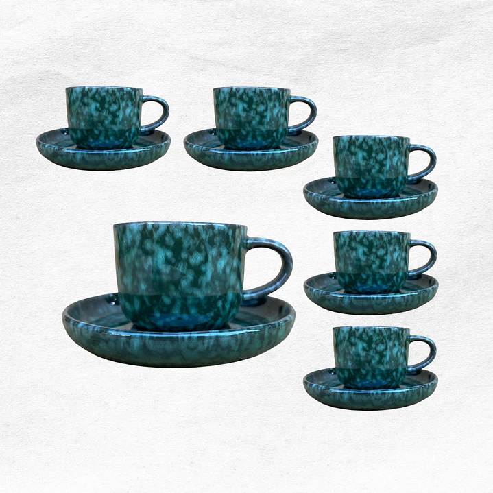 Set Taza/Platillo Marmoleado 0558 (12 piezas) 1