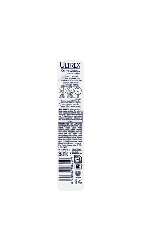 Champú anticaspa Menthol Ultrex todo tipo de cabello 360ml