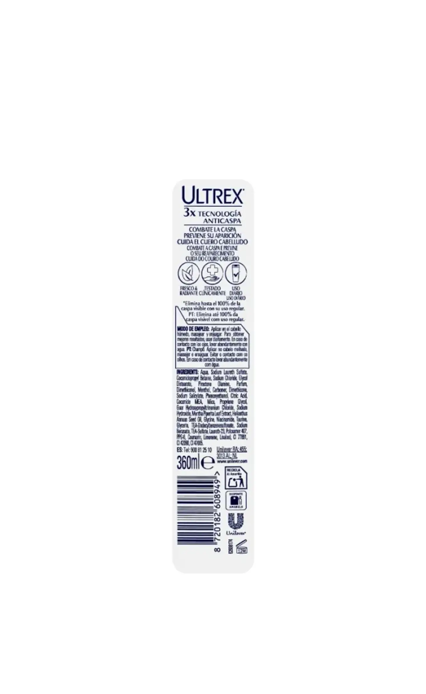 Champú anticaspa Menthol Ultrex todo tipo de cabello 360ml 2