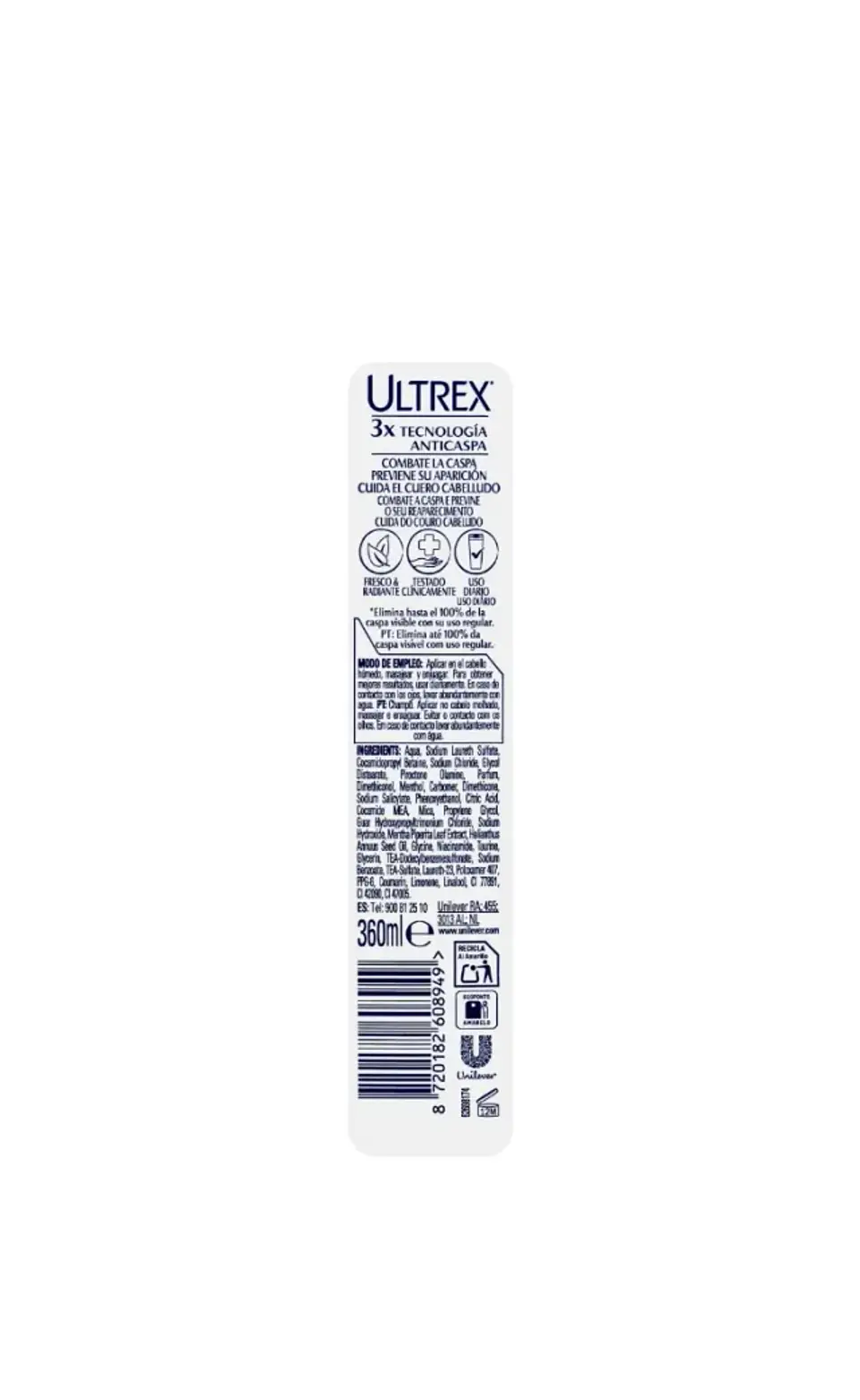 Champú anticaspa Menthol Ultrex todo tipo de cabello 360ml 2