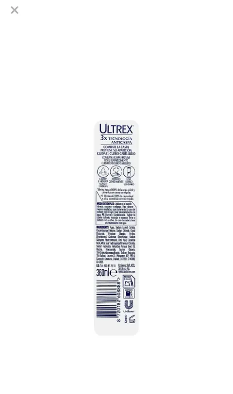 Champú y acondicionador anticaspa Classic 2 en 1 Ultrex todo tipo de cabello 360ml