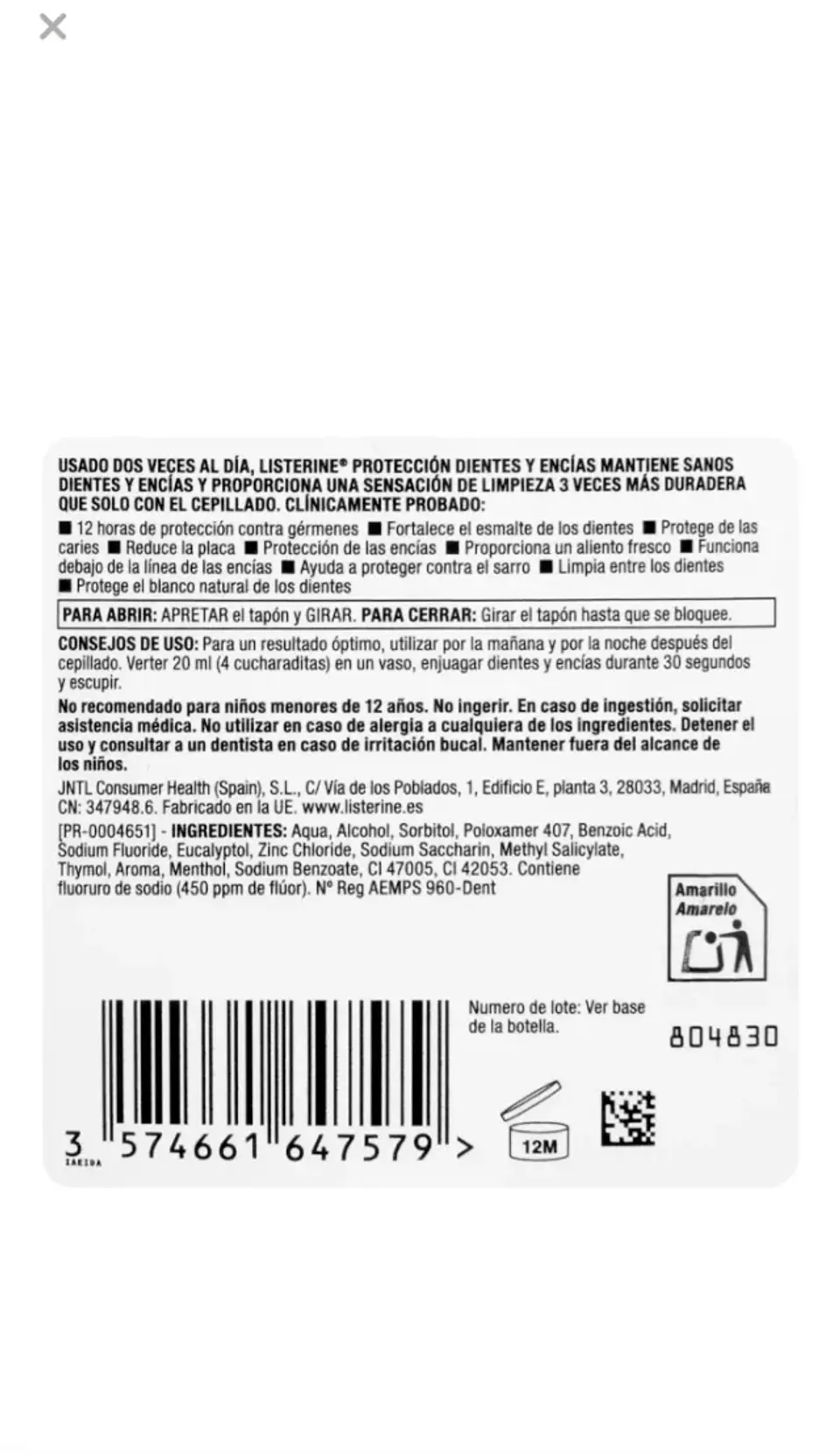 Listerine Cuidado Total Enjuague Bucal 500ml 2