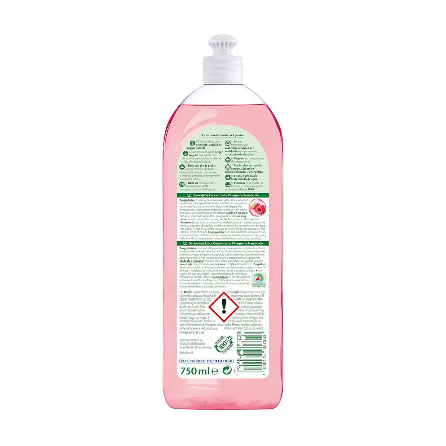 Lavavajillas Vinagre De Frambuesa Frosch 750Ml 2