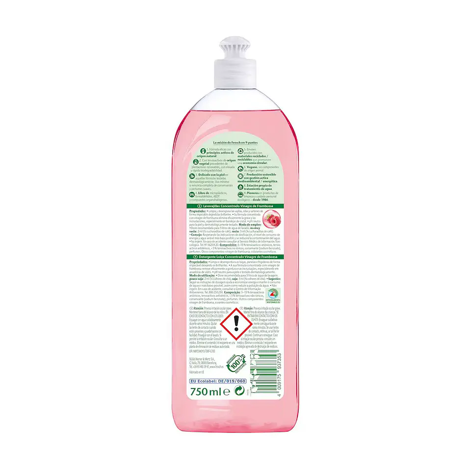 Lavavajillas Vinagre De Frambuesa Frosch 750Ml 2