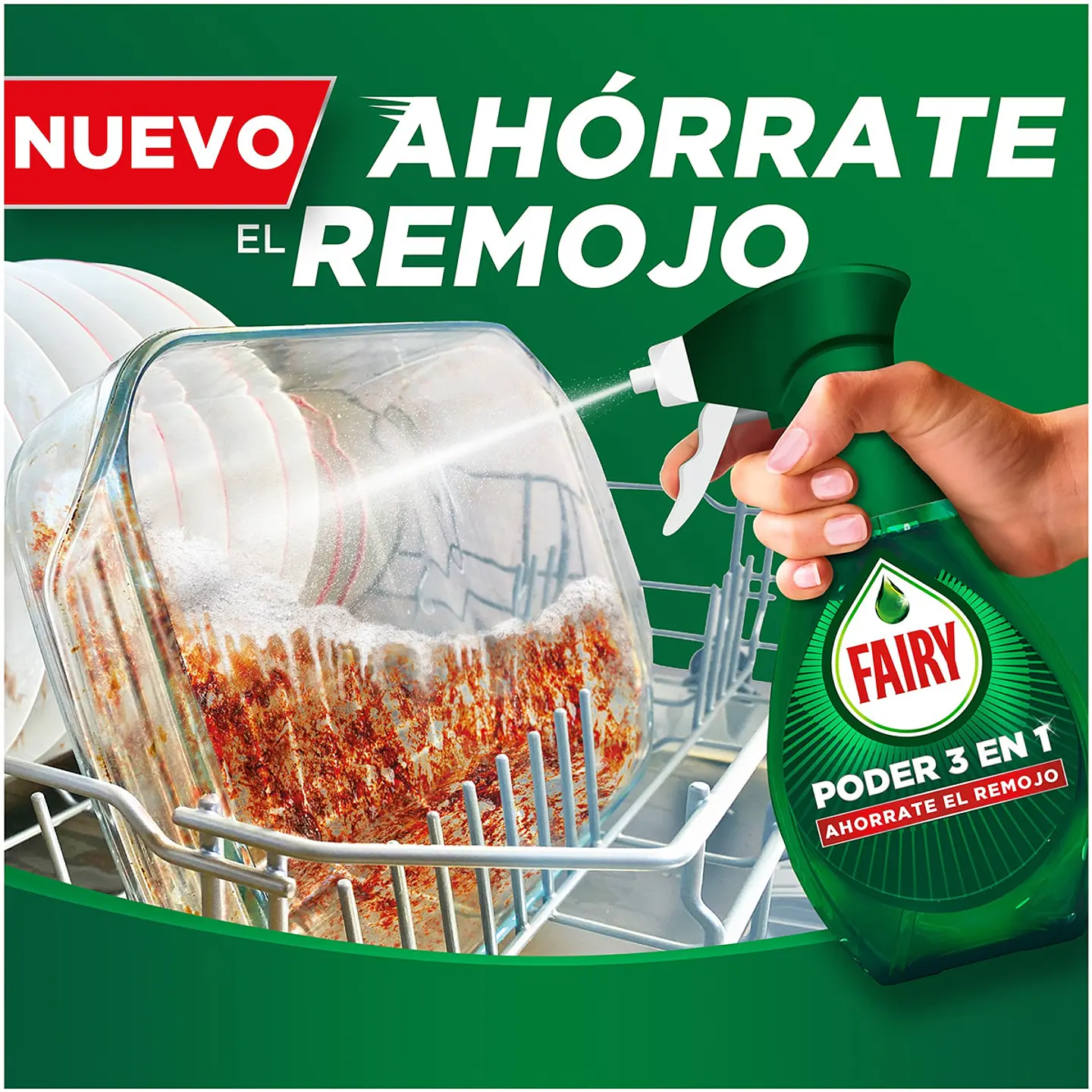 Lavavajillas a mano poder 3 en 1 limón ahorra el remojo + recambio de 500ml pack ahorro 7