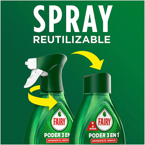 Lavavajillas a mano poder 3 en 1 limón ahorra el remojo + recambio de 500ml pack ahorro
