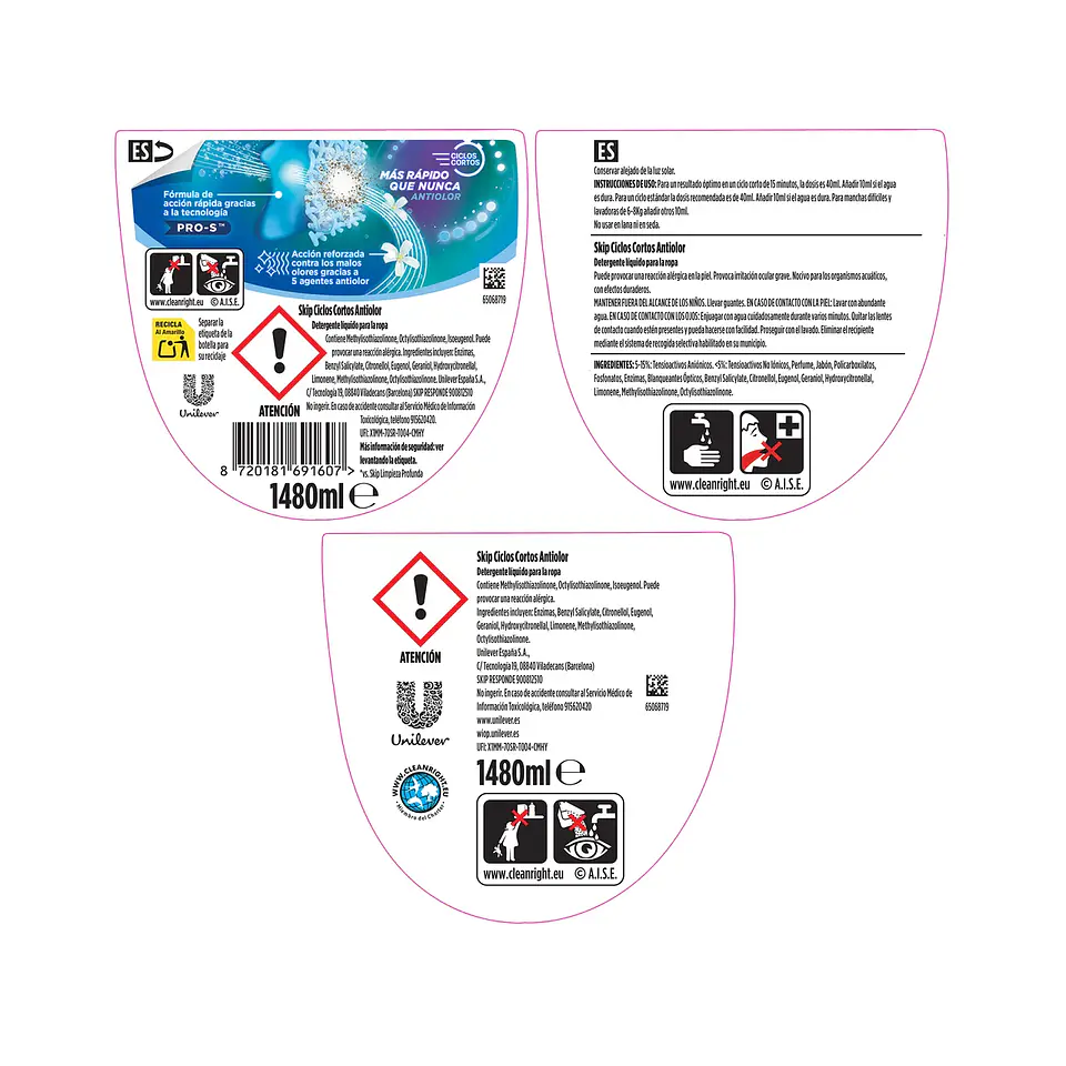 Detergente Antiolor Ciclos Cortos 4