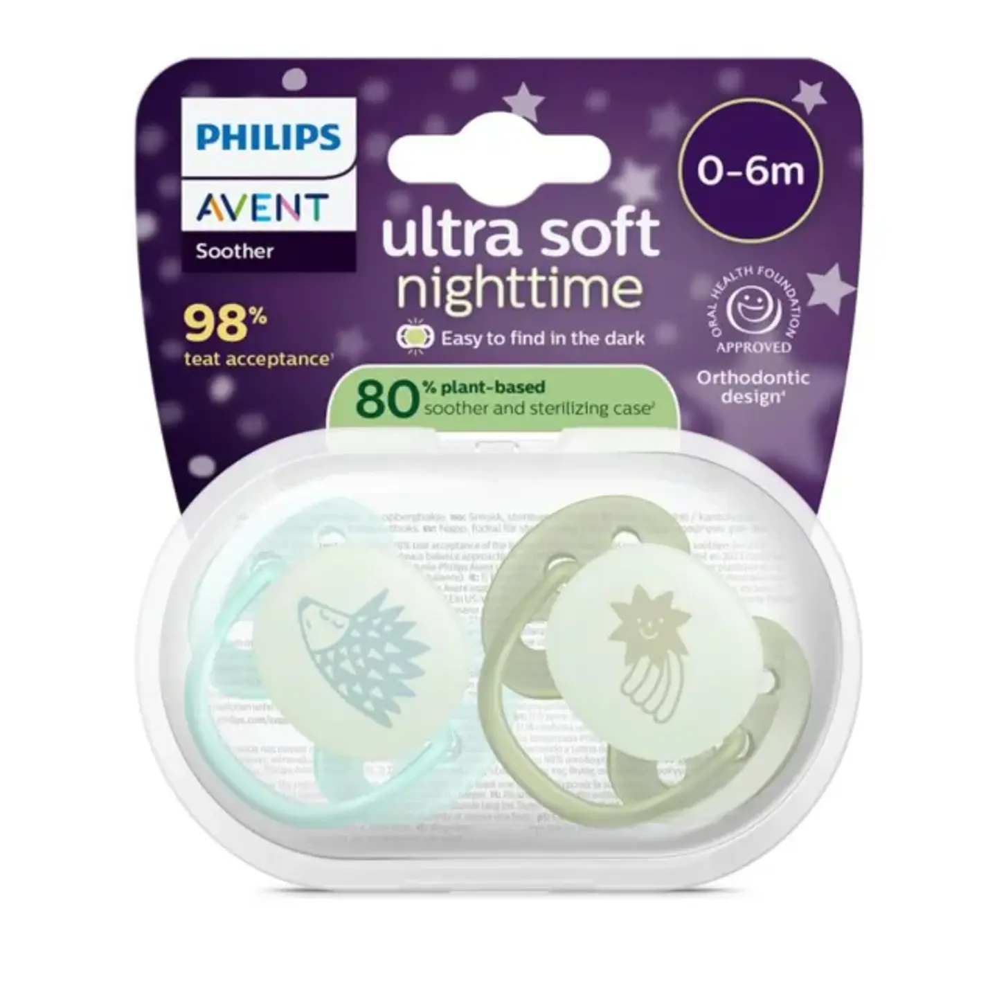 Pack Chupetes Philips Avent Ultra Soft Nightime 2