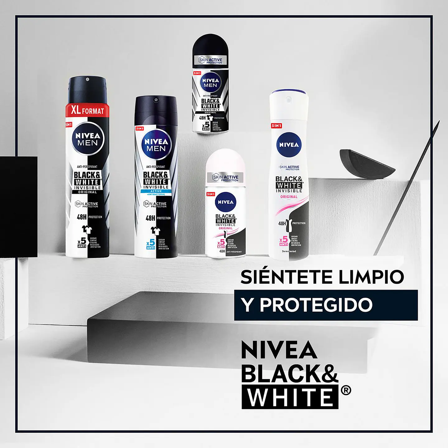 Desodorante en spray Black & White Invisible Original Nivea Men pack de 2 unidades de 200 ml 3