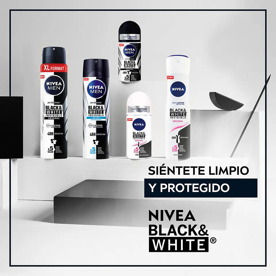 Desodorante en spray Black & White Invisible Original Nivea Men pack de 2 unidades de 200 ml 3