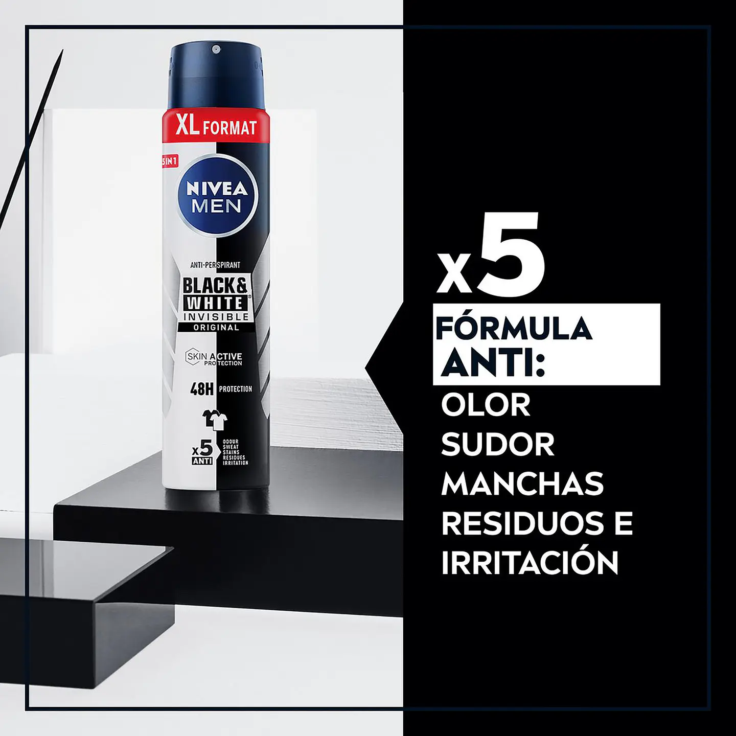 Desodorante en spray Black & White Invisible Original Nivea Men pack de 2 unidades de 200 ml 2