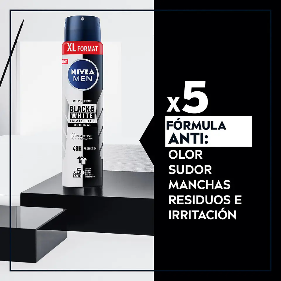 Desodorante en spray Black & White Invisible Original Nivea Men pack de 2 unidades de 200 ml 2
