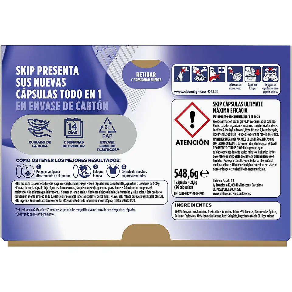 Detergente cápsulas Ultimate Todo en 1 Máxima Eficacia 2
