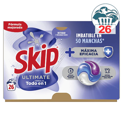 Detergente cápsulas Ultimate Todo en 1 Máxima Eficacia