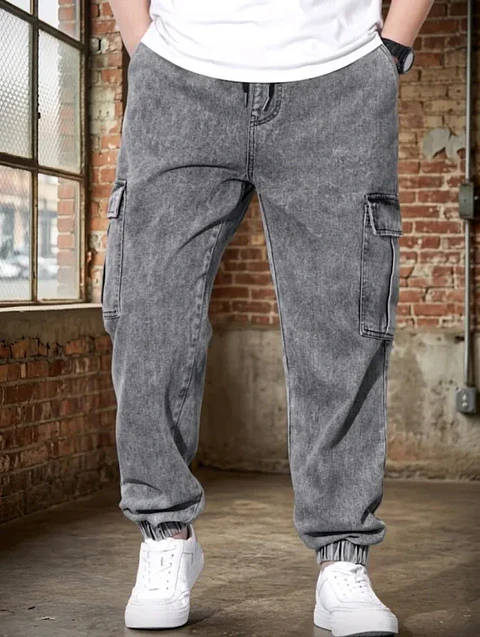 Pantalones Vaqueros Grises cintura goma