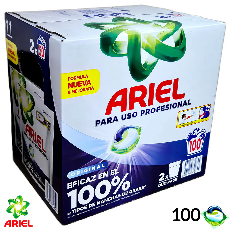 Detergente en Capsulas Ariel Pods Original Profesional 100 Lavados 2