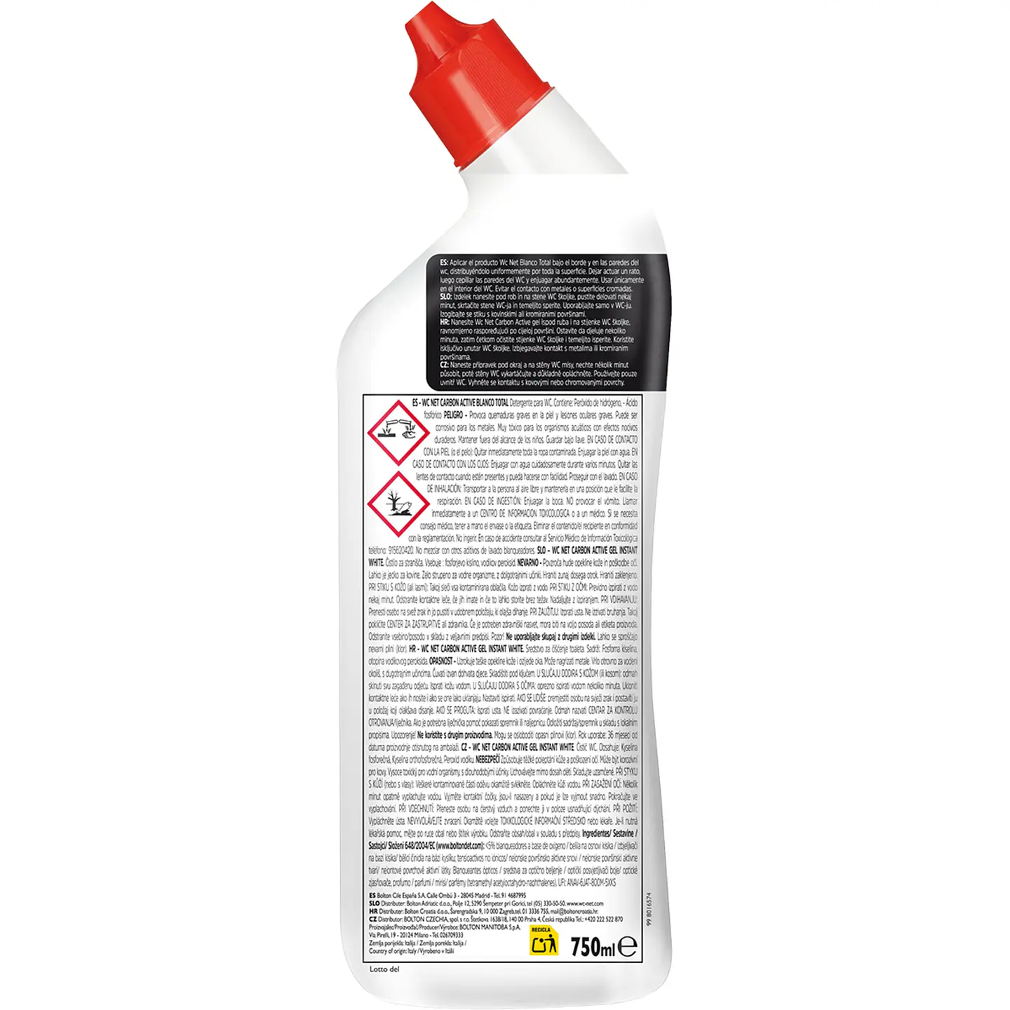 Gel WC sin lejía Carbón Active Blanco Total 2