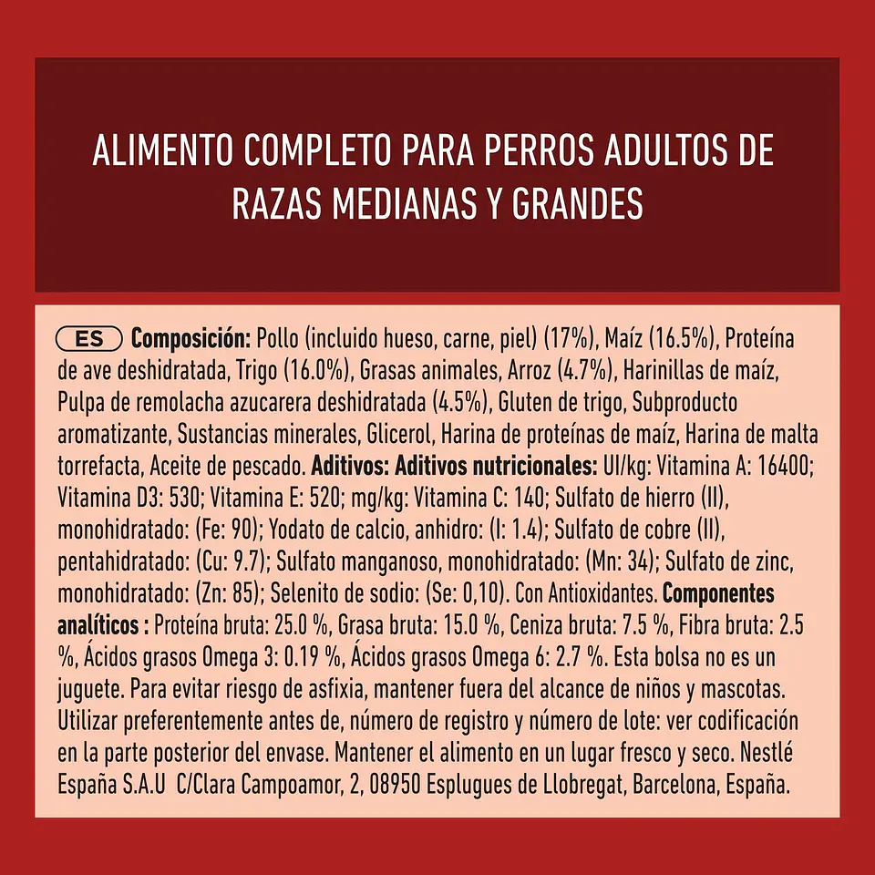 Pienso de pollo microbioma intestinal equilibrado para perro adulto Purina One 4
